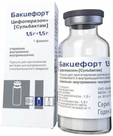 БАКЦЕФОРТ ПОРОШОК ДЛЯ ПРИГОТОВЛЕНИЯ РАСТВОРА ДЛЯ ВНУТРИВЕННОГО И ВНУТРИМЫШЕЧНОГО ВВЕДЕНИЯ 1,5 Г+1,5 Г №1