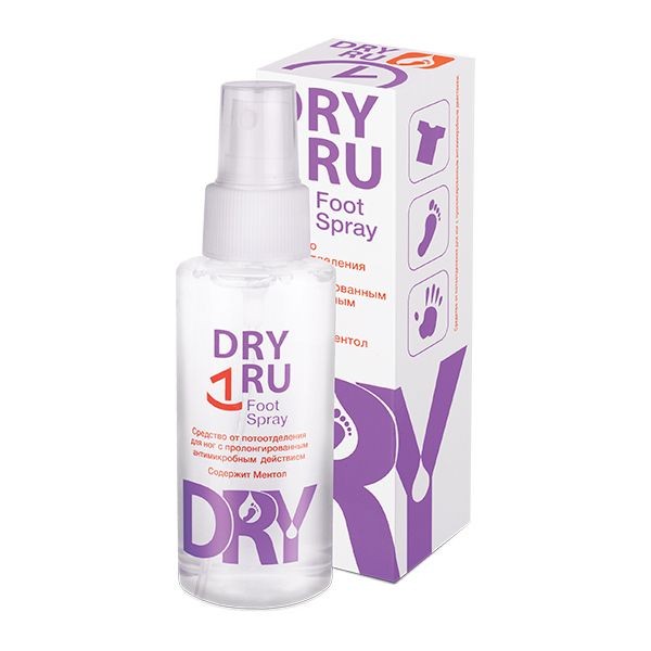 DRY RU FOOT СПРЕЙ ПРОТИВ ПОТЛИВОСТИ НОГ ДЕЗОДОРАНТ 100 МЛ №1