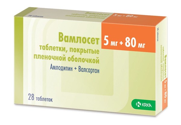ВАМЛОСЕТ ТАБЛЕТКИ ПОКРЫТЫЕ ПЛЕНОЧНОЙ ОБОЛОЧКОЙ 5 МГ+80 МГ   №28