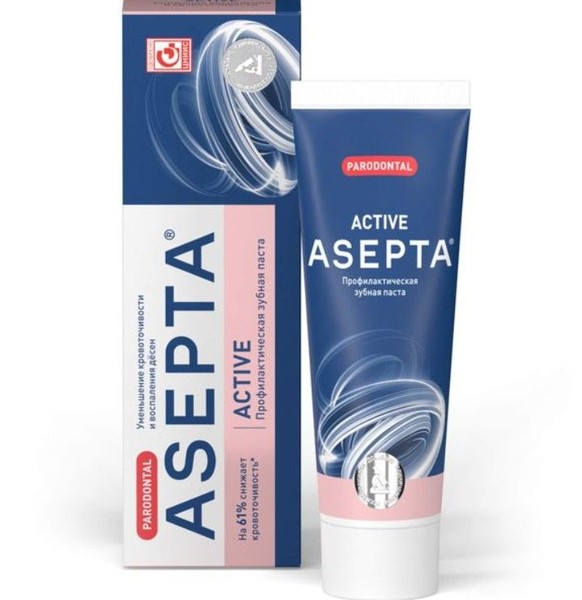 АСЕПТА PARODONTAL З/ПАСТА ACTIVE ПРОФИЛАКТИЧЕСКАЯ ЗУБНАЯ ПАСТА ДЛЯ ЗАЩИТЫ ДЕСЕН 75 МЛ №1