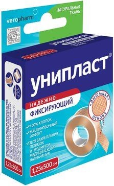 УНИПЛАСТ ПЛАСТЫРЬ ФИКСИРУЮЩИЙ НА ТКАНЕВОЙ ОСНОВЕ 1,25 Х 500 СМ ПЛАСТЫРЬ НА ТКАНЕВОЙ ОСНОВЕ   №1