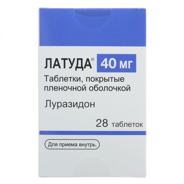 ЛАТУДА ТАБЛЕТКИ ПОКРЫТЫЕ ПЛЕНОЧНОЙ ОБОЛОЧКОЙ 40 МГ   №28