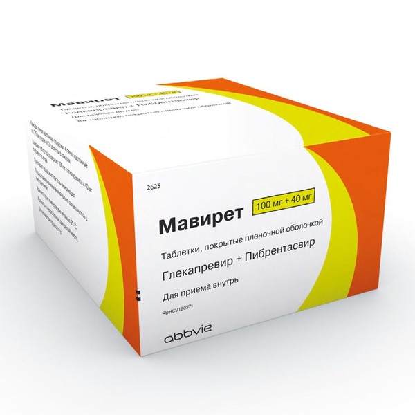МАВИРЕТ ТАБЛЕТКИ ПОКРЫТЫЕ ПЛЕНОЧНОЙ ОБОЛОЧКОЙ 100 МГ+40 МГ   №84
