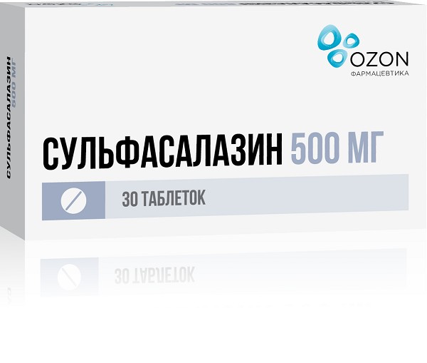 СУЛЬФАСАЛАЗИН ТАБЛЕТКИ ПОКРЫТЫЕ ПЛЕНОЧНОЙ ОБОЛОЧКОЙ 0,5 Г   №30