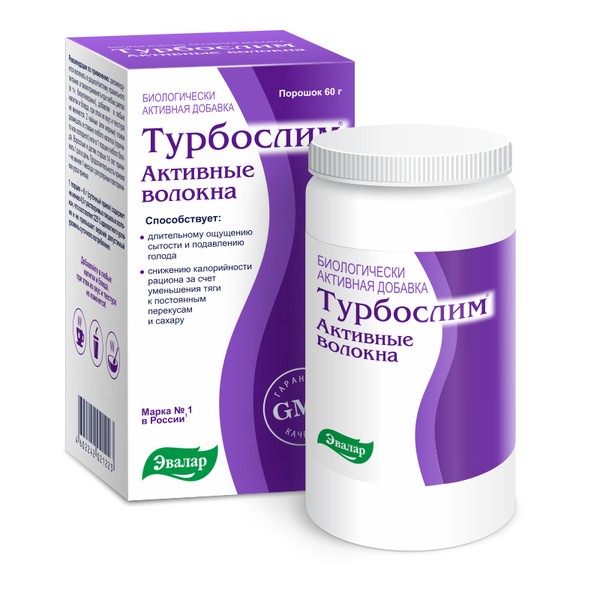 ЭВАЛАР ТУРБОСЛИМ АКТИВНЫЕ ВОЛОКНА ПОРОШОК  60 Г №1