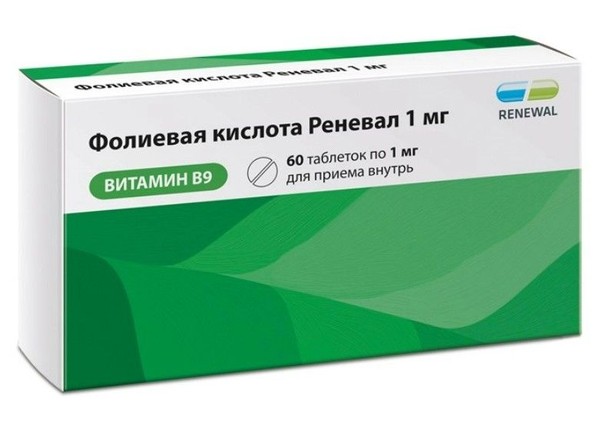 ФОЛИЕВАЯ КИСЛОТА РЕНЕВАЛ ТАБЛЕТКИ 1 МГ   №60