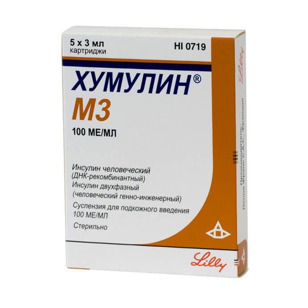 ХУМУЛИН M3 СУСПЕНЗИЯ ДЛЯ ПОДКОЖНОГО ВВЕДЕНИЯ 100 МЕ/МЛ 3 МЛ №5