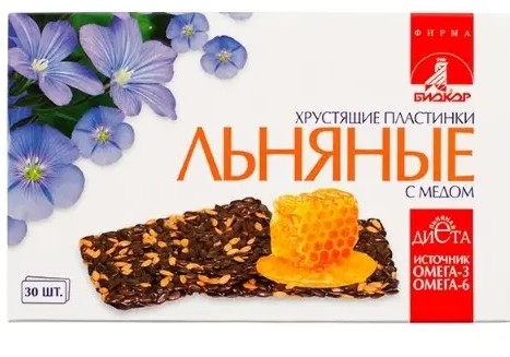 ЛЬНЯНЫЕ ХРУСТЯЩИЕ ПЛАСТИНКИ БИОКОР С МЕДОМ