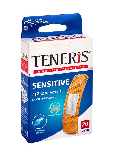 TENERIS ЛЕЙКОПЛАСТЫРЬ SENSITIVE БАКТЕРИЦ НЕТКАН/ОСНОВА С ИОНАМИ СЕРЕБРА ПЛАСТЫРЬ   №20