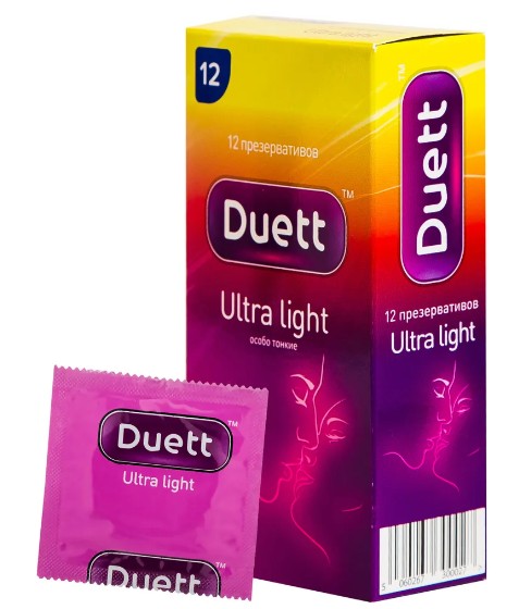 DUETT ПРЕЗЕРВАТИВЫ ULTRA LIGHT (УЛЬТРАТОНКИЕ) ПРЕЗЕРВАТИВ    №12