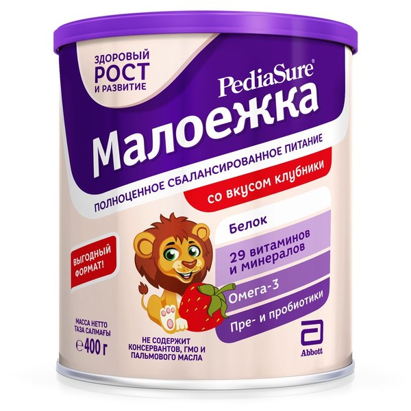 PEDIASURE МАЛОЕЖКА ВКУС КЛУБНИКИ ПОРОШОК ДЛЯ ПРИГОТОВЛЕНИЯ НАПИТКА 400 Г №1