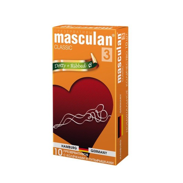 MASCULAN 3 ПРЕЗЕРВАТИВЫ CLASSIC КОЛЕЧКИ/ПУПЫР ПРЕЗЕРВАТИВ №10