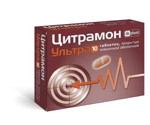 ЦИТРАМОН УЛЬТРА ТАБЛЕТКИ ПОКРЫТЫЕ ПЛЕНОЧНОЙ ОБОЛОЧКОЙ   №10