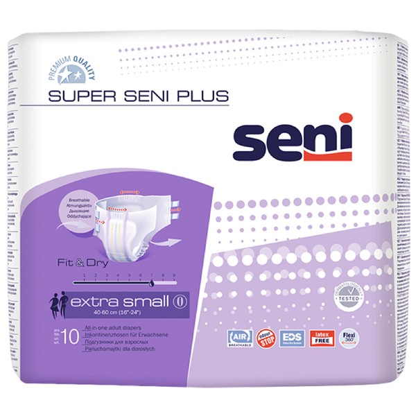 SUPER SENI PLUS ПОДГУЗНИКИ ДЛЯ ВЗРОСЛЫХ EXTRA SMALL ПОДГУЗНИКИ УРОЛОГИЧЕСКИЕ   №10