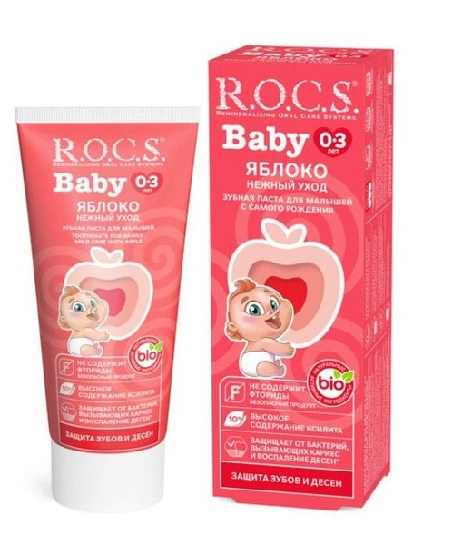 ROCS BABY (0-3 ГОДА) ЗУБ ПАСТА НЕЖНЫЙ УХОД ЯБЛОКО ЗУБНАЯ ПАСТА ДЕТСКАЯ 45 Г №1