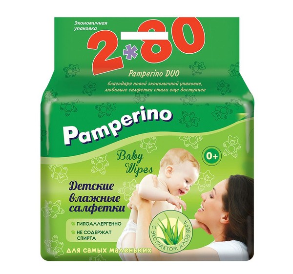 PAMPERINO САЛФЕТКИ ДЕТСК ВЛАЖН С ЭКСТРАКТОМ АЛОЭ ВЕРА САЛФЕТКИ ВЛАЖНЫЕ ДЕТСКИЕ   №160