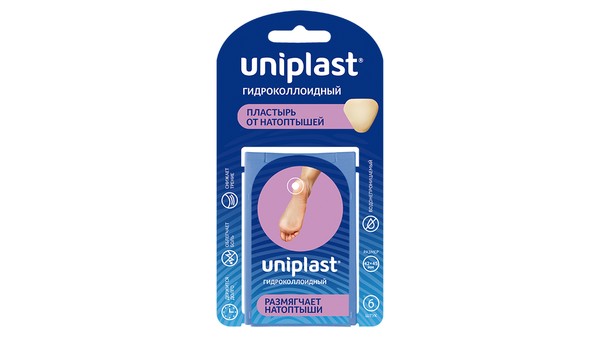 УНИПЛАСТ/UNIPLAST ПЛАСТЫРЬ ГИДРОКОЛЛОИДНЫЙ ОТ НАТОПТЫШЕЙ ПЛАСТЫРЬ ГИДРОКОЛЛОИДНЫЙ 42 ММX45 ММ №6