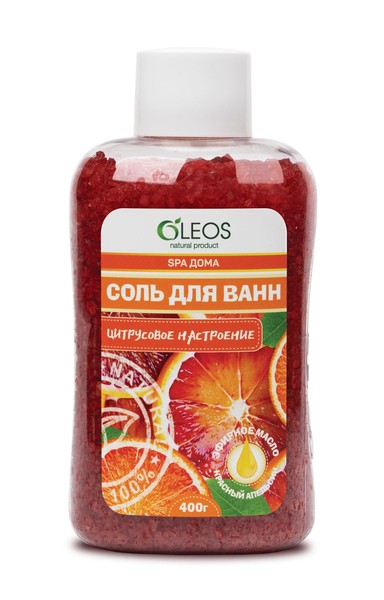 OLEOS СОЛЬ Д/ВАНН МОРСКАЯ ЦИТРУСОВОЕ НАСТРОЕНИЕ КОСМЕТИЧЕСКИЕ СРЕДСТВА ДЛЯ РАСТВОРЕНИЯ 400 Г №1