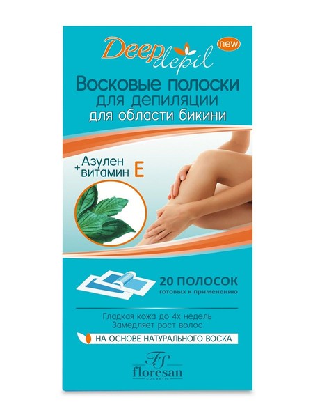 ФЛОРЕСАН DEEP DEPIL ВОСКОВЫЕ ПОЛОСКИ Д/ДЕПИЛЯЦИИ ОБЛ БИКИНИ С АЗУЛЕНОМ (Ф-481) КОСМЕТИЧЕСКИЙ ВОСК №20