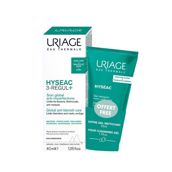 URIAGE HYSEAC НАБОР (3-REGUL УХОД ДЛЯ ЛИЦА ДЛЯ ЖИРН И ПРОБЛ КОЖИ 40 МЛ+ ГЕЛЬ ДЛЯ ЛИЦА ОЧИЩАЮЩ 50 МЛ) КОСМЕТИЧЕСКИЙ НАБОР    №1