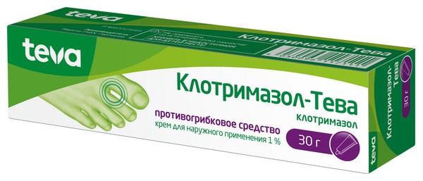 КЛОТРИМАЗОЛ-ТЕВА КРЕМ ДЛЯ НАРУЖНОГО ПРИМЕНЕНИЯ 1% 30 Г №1
