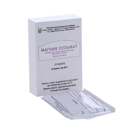 МАГНИЯ СУЛЬФАТ ПОРОШОК ДЛЯ ПРИГОТОВЛЕНИЯ СУСПЕНЗИИ ДЛЯ ПРИЕМА ВНУТРЬ  25 Г №3