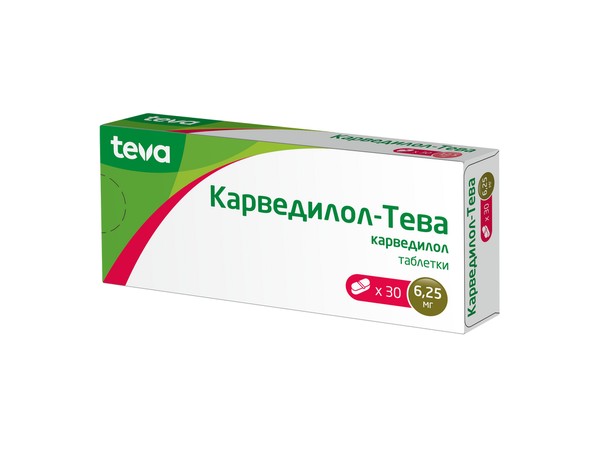 КАРВЕДИЛОЛ-ТЕВА ТАБЛЕТКИ 6,25 МГ   №30
