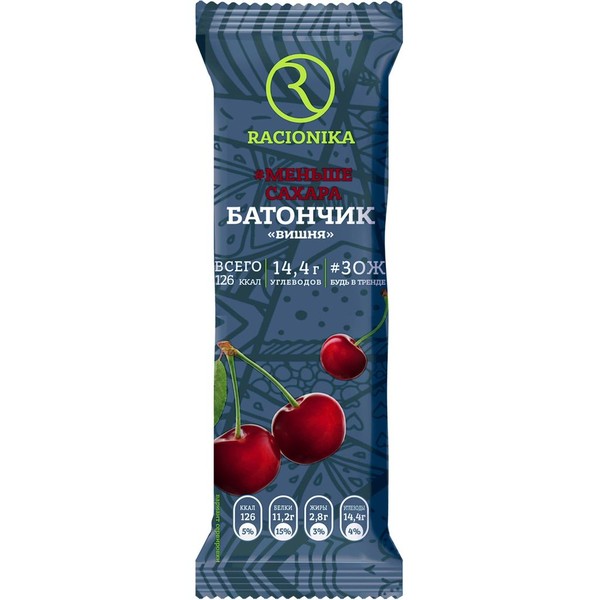 РАЦИОНИКА САХАР-КОНТРОЛЬ БАТОНЧИК ВИШНЯ БАТОНЧИК 50 Г №1