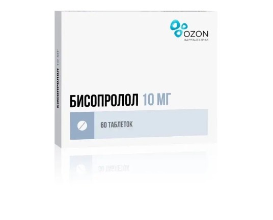 БИСОПРОЛОЛ ТАБЛЕТКИ ПОКРЫТЫЕ ПЛЕНОЧНОЙ ОБОЛОЧКОЙ 10 МГ   №60