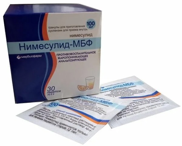 НИМЕСУЛИД-МБФ ГРАНУЛЫ ДЛЯ ПРИГОТОВЛЕНИЯ СУСПЕНЗИИ ДЛЯ ПРИЕМА ВНУТРЬ 100 МГ 2 Г №30