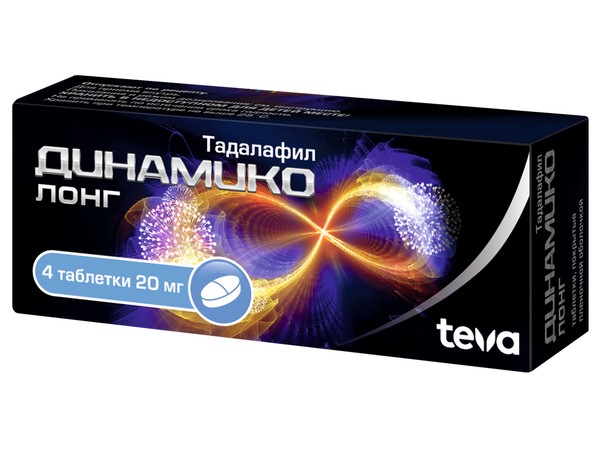 ДИНАМИКО ЛОНГ ТАБЛЕТКИ ПОКРЫТЫЕ ПЛЕНОЧНОЙ ОБОЛОЧКОЙ 20 МГ   №4