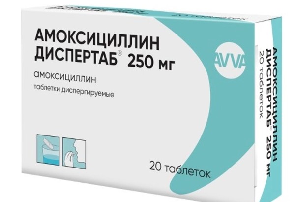 АМОКСИЦИЛЛИН ДИСПЕРТАБ ТАБЛЕТКИ ДИСПЕРГИРУЕМЫЕ 250 МГ   №20