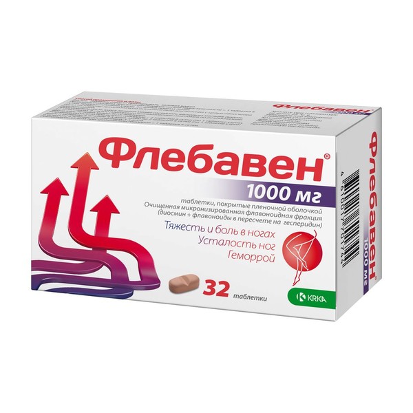 ФЛЕБАВЕН ТАБЛЕТКИ ПОКРЫТЫЕ ПЛЕНОЧНОЙ ОБОЛОЧКОЙ 1000 МГ   №32