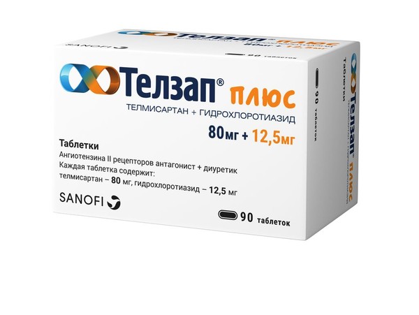 ТЕЛЗАП ПЛЮС ТАБЛЕТКИ 80 МГ+12,5 МГ   №90