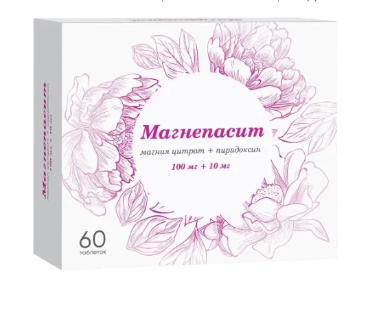 МАГНЕПАСИТ ТАБЛЕТКИ ПОКРЫТЫЕ ПЛЕНОЧНОЙ ОБОЛОЧКОЙ 100 МГ+10 МГ   №60