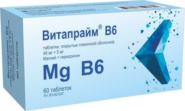 ВИТАПРАЙМ В6 ТАБЛЕТКИ ПОКРЫТЫЕ ПЛЕНОЧНОЙ ОБОЛОЧКОЙ 48 МГ+5 МГ   №60