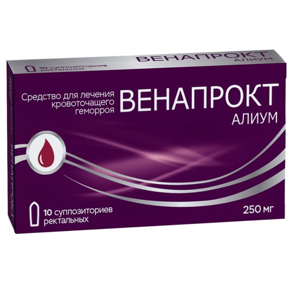 ВЕНАПРОКТ АЛИУМ СУППОЗИТОРИИ РЕКТАЛЬНЫЕ 250 МГ   №10