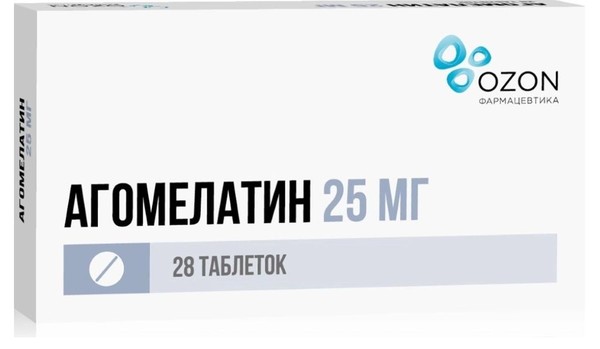 АГОМЕЛАТИН ТАБЛЕТКИ ПОКРЫТЫЕ ПЛЕНОЧНОЙ ОБОЛОЧКОЙ 25 МГ   №28