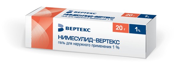 НИМЕСУЛИД-ВЕРТЕКС ГЕЛЬ ДЛЯ НАРУЖНОГО ПРИМЕНЕНИЯ 1% 20 Г №1