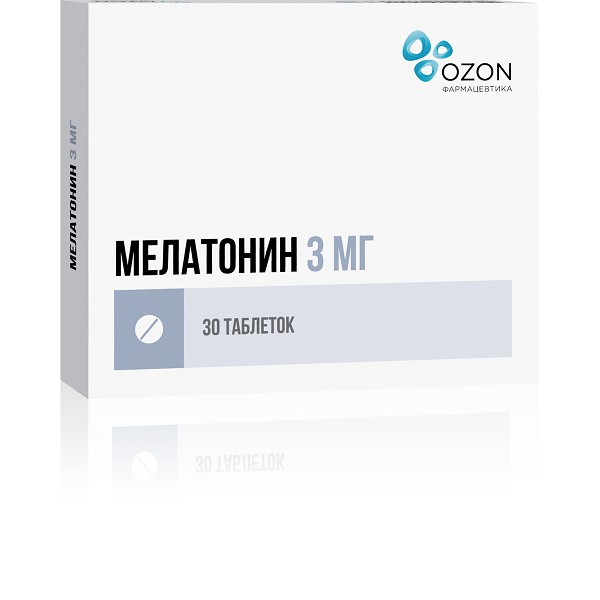 МЕЛАТОНИН ТАБЛЕТКИ ПОКРЫТЫЕ ПЛЕНОЧНОЙ ОБОЛОЧКОЙ 3 МГ   №30