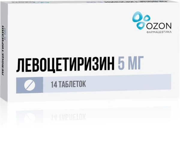 ЛЕВОЦЕТИРИЗИН ТАБЛЕТКИ ПОКРЫТЫЕ ПЛЕНОЧНОЙ ОБОЛОЧКОЙ 5 МГ   №14
