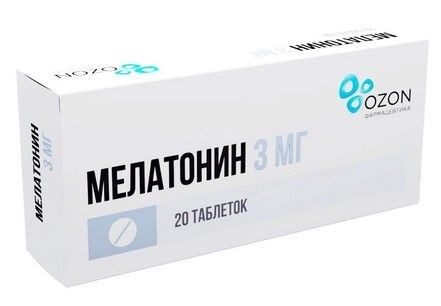 МЕЛАТОНИН ТАБЛЕТКИ ПОКРЫТЫЕ ПЛЕНОЧНОЙ ОБОЛОЧКОЙ 3 МГ   №20