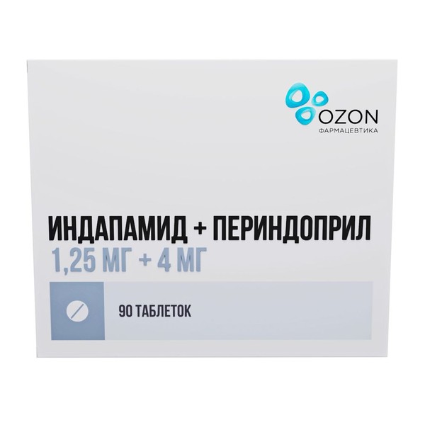 ИНДАПАМИД+ПЕРИНДОПРИЛ ТАБЛЕТКИ 1,25 МГ+4 МГ   №90