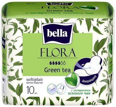 BELLA FLORA ПРОКЛАДКИ ЕЖЕДНЕВНЫЕ GREEN TEA/ЗЕЛЕНЫЙ ЧАЙ ПРОКЛАДКИ ЖЕНСКИЕ ГИГИЕНИЧЕСКИЕ ЕЖЕДНЕВНЫЕ №10