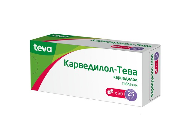 КАРВЕДИЛОЛ-ТЕВА ТАБЛЕТКИ 25 МГ №30