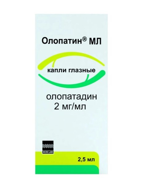 ОЛОПАТИН МЛ КАПЛИ ГЛАЗНЫЕ 2 МГ/МЛ 2,5 МЛ №1