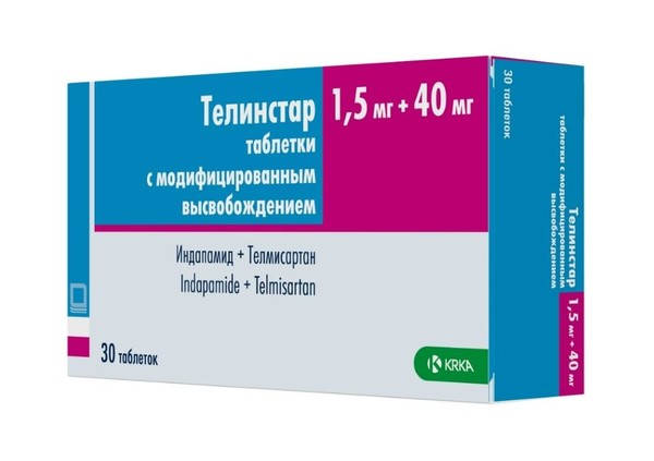 ТЕЛИНСТАР ТАБЛЕТКИ С МОДИФИЦИРОВАННЫМ ВЫСВОБОЖДЕНИЕМ 1,5 МГ+40 МГ   №30