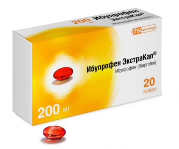 ИБУПРОФЕН ЭКСТРАКАП КАПСУЛЫ 200 МГ   №20