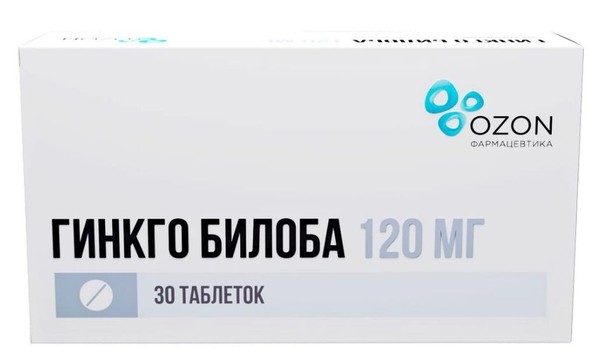 ГИНКГО БИЛОБА ТАБЛЕТКИ ПОКРЫТЫЕ ПЛЕНОЧНОЙ ОБОЛОЧКОЙ 120 МГ   №30