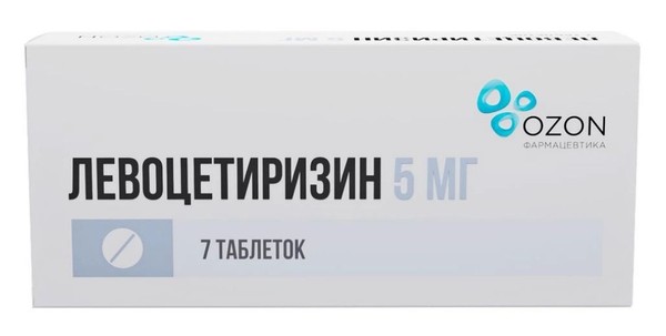 ЛЕВОЦЕТИРИЗИН ТАБЛЕТКИ ПОКРЫТЫЕ ПЛЕНОЧНОЙ ОБОЛОЧКОЙ 5 МГ   №7